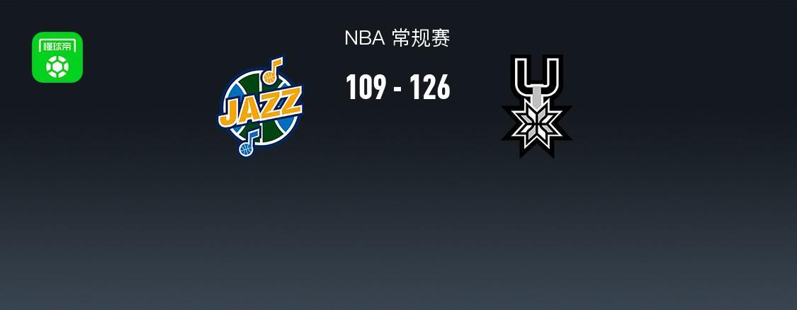 NBA战报：马刺126-109爵士，福克斯31+5+5